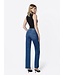 High Rise Full Length Dark Wash Slim Wide Jeans