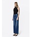 High Rise Full Length Dark Wash Slim Wide Jeans