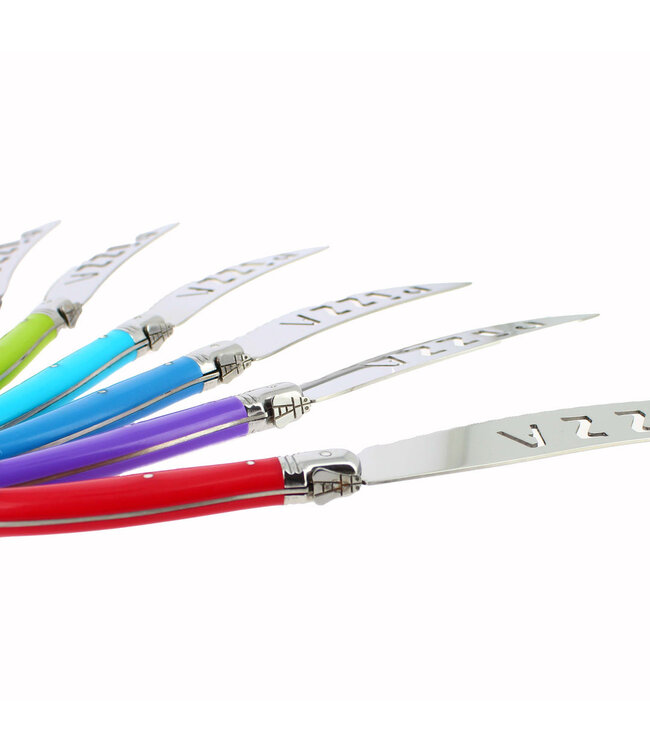 7 Piece Laguiole Pizza Knife Set - Rainbow Colors