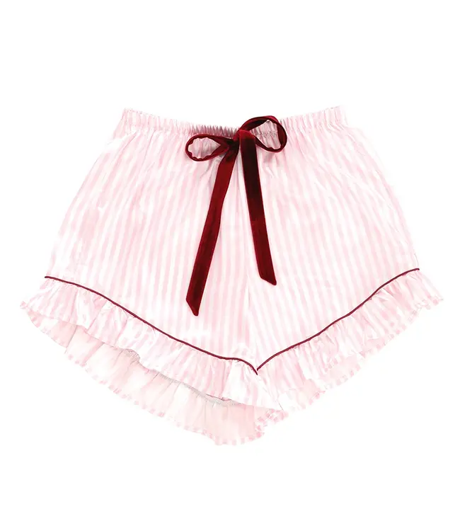 Ruffled PJ Short Set with Velvet Ties