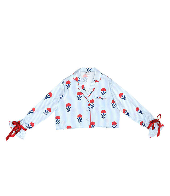 Ruffled PJ Short Set with Velvet Ties