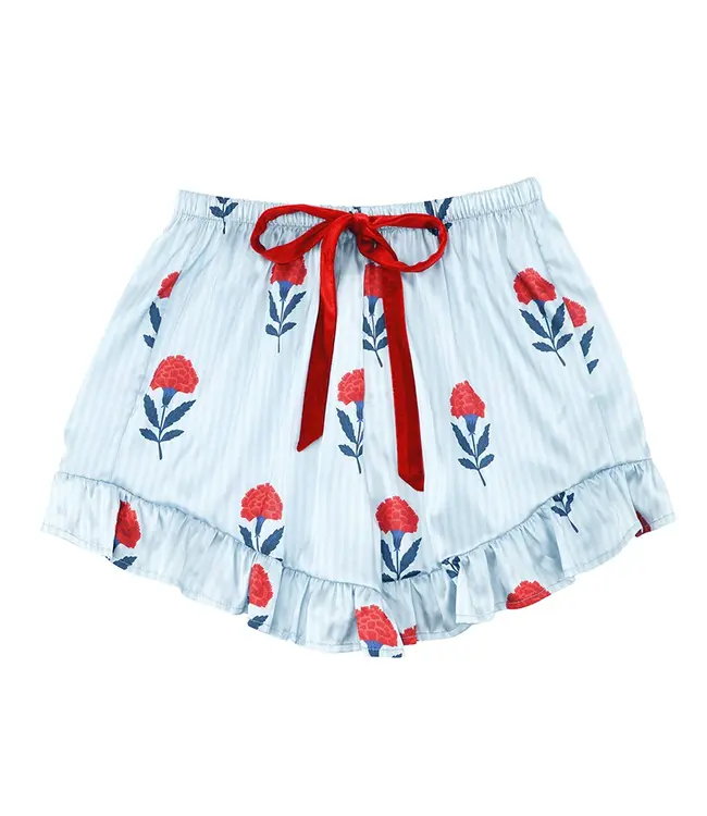 Ruffled PJ Short Set with Velvet Ties