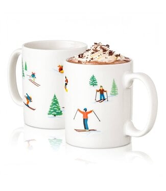 Ski Slope Ceramic Coffee Mugs- Set of 2