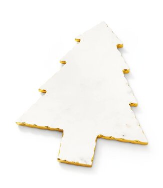 Christmas Tree Marble Charcuterie Board - White & Gold