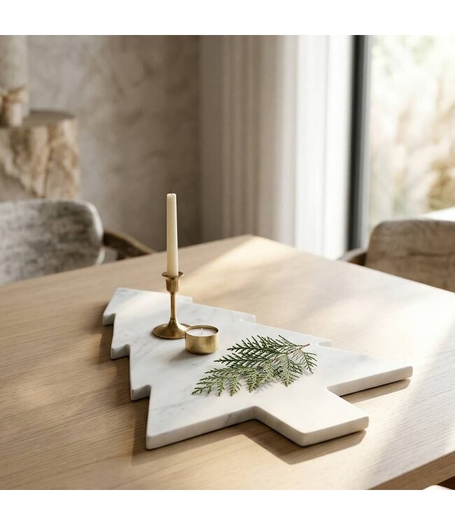Christmas Tree Marble Charcuterie Board - White