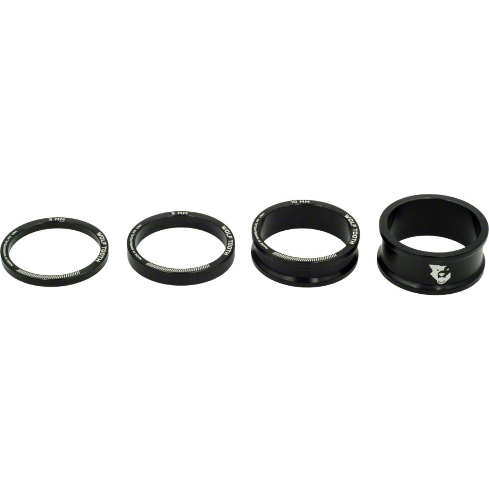 Wolf Tooth Wolf Tooth Components Spacer Kit, 3, 5, 10,15mm, Black