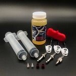 Hold Fast SRAM Pro Hydraulic Bleed Kit: Bleed Fittings & Syringes, 4oz Bottle of Fluid, 2 Bleed Blocks, 4 Hose Fittings & Barbs, 4 Nitrile Gloves