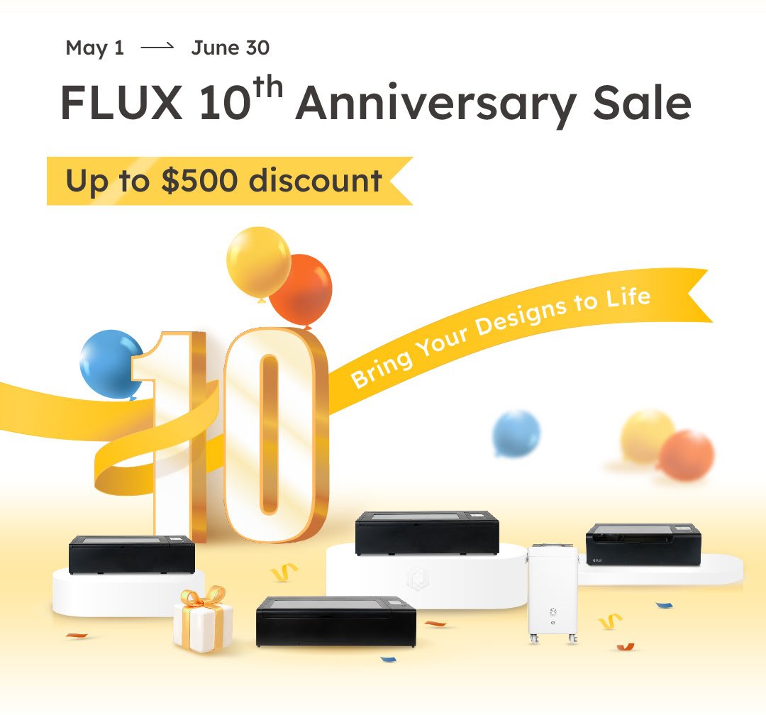 From May 1 until June 30 it is FLUX 10th Anniversary Sale with up to $500 discount