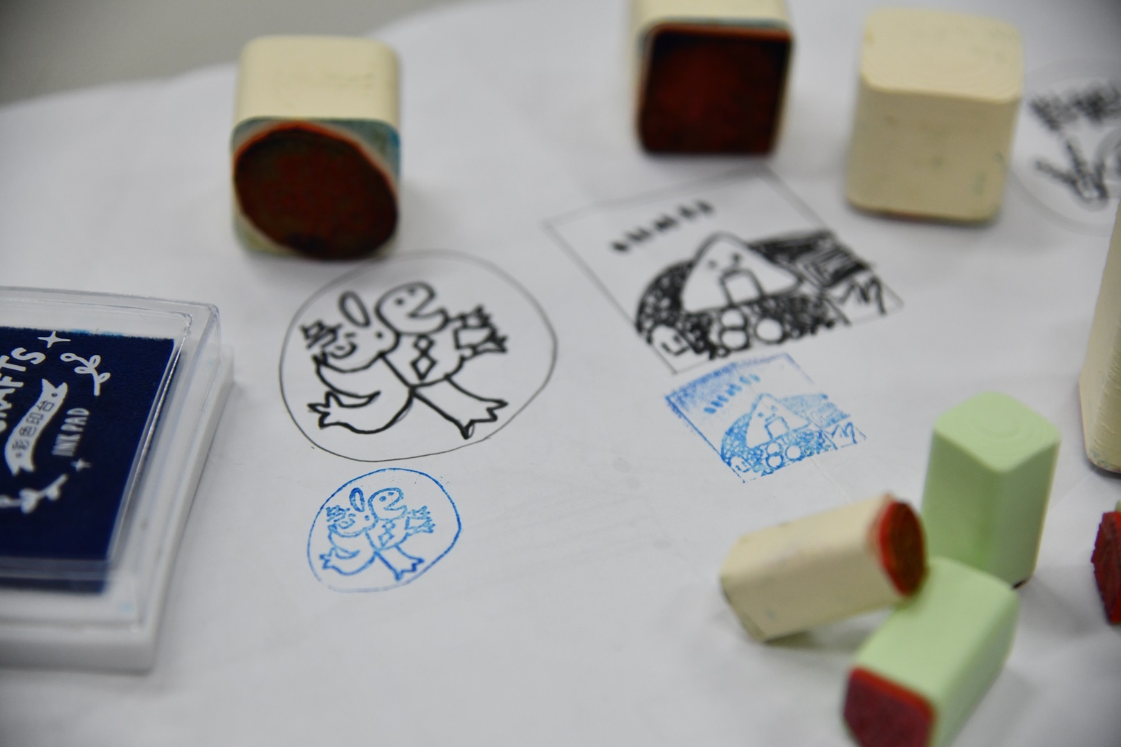 Stamps made with custom-made rubber stamps