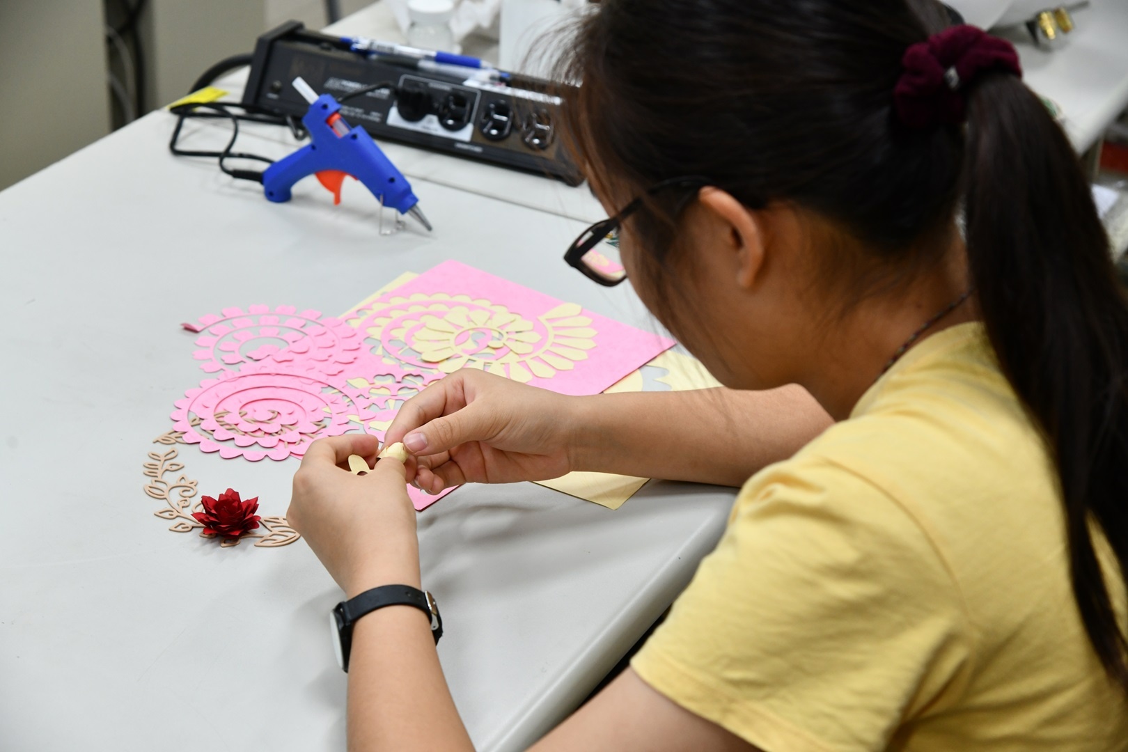 Papercraft flowers made with a laser cutter