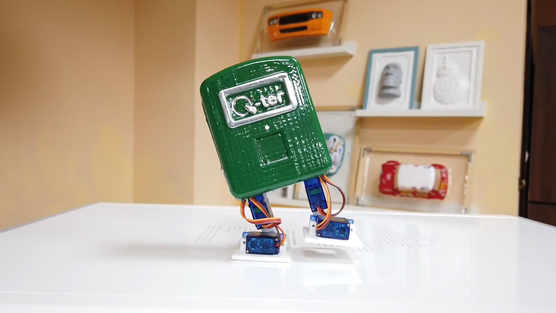 Q-ter used a vacuum former to make a dancing mailbox robot