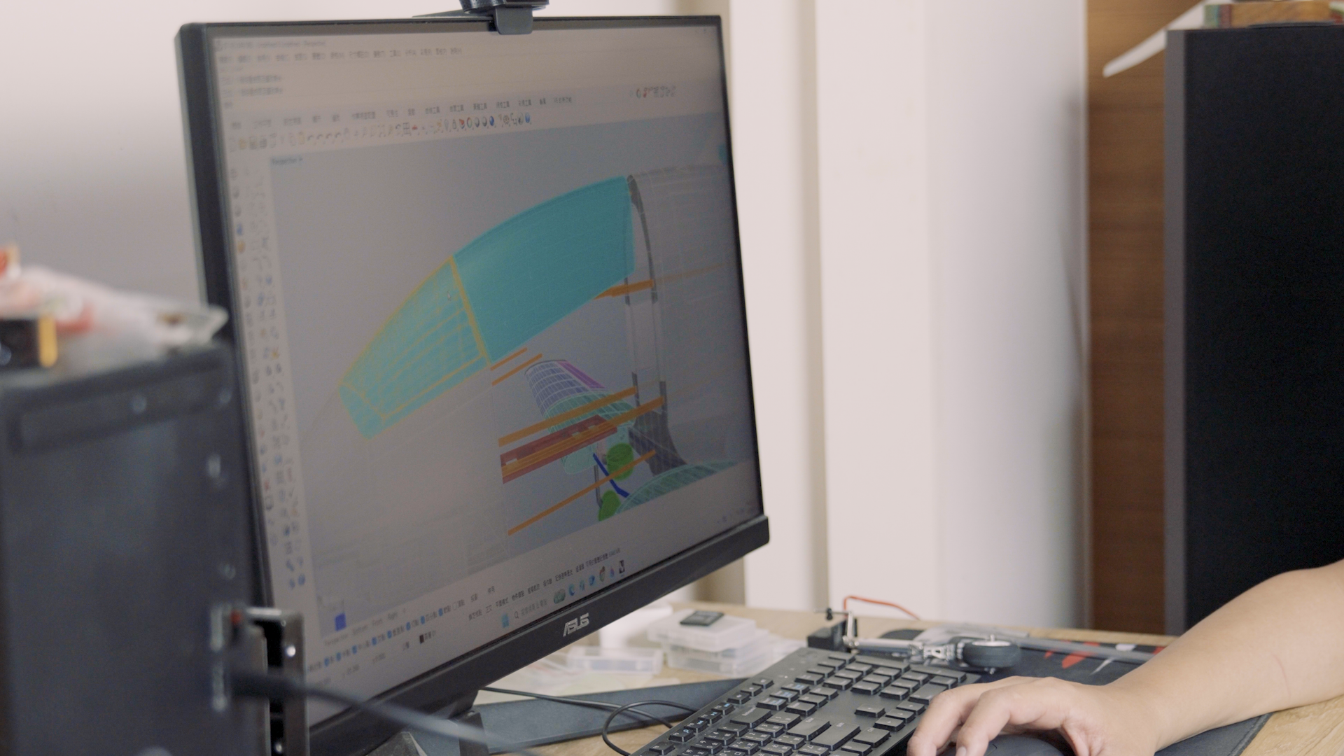 Chia-Nan creates the components of his models in 3D modeling software