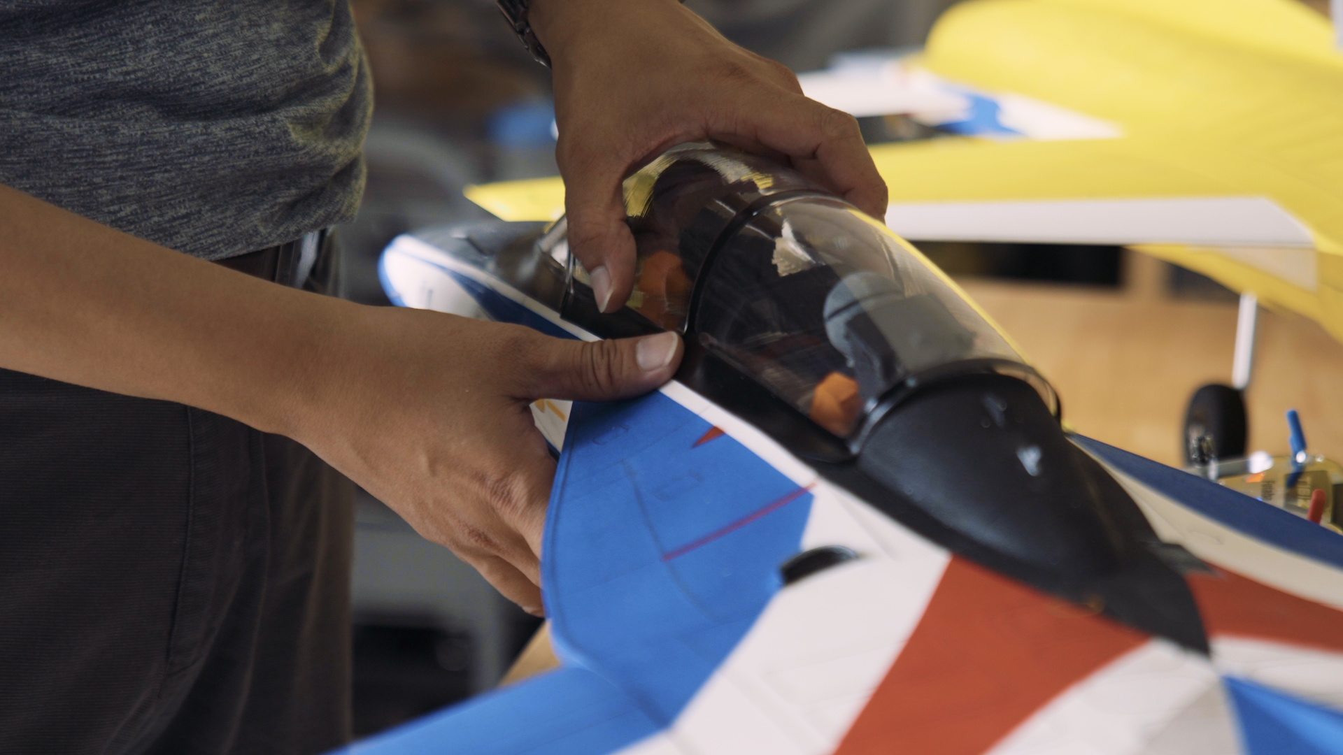 Attaching the canopy to the RC plane