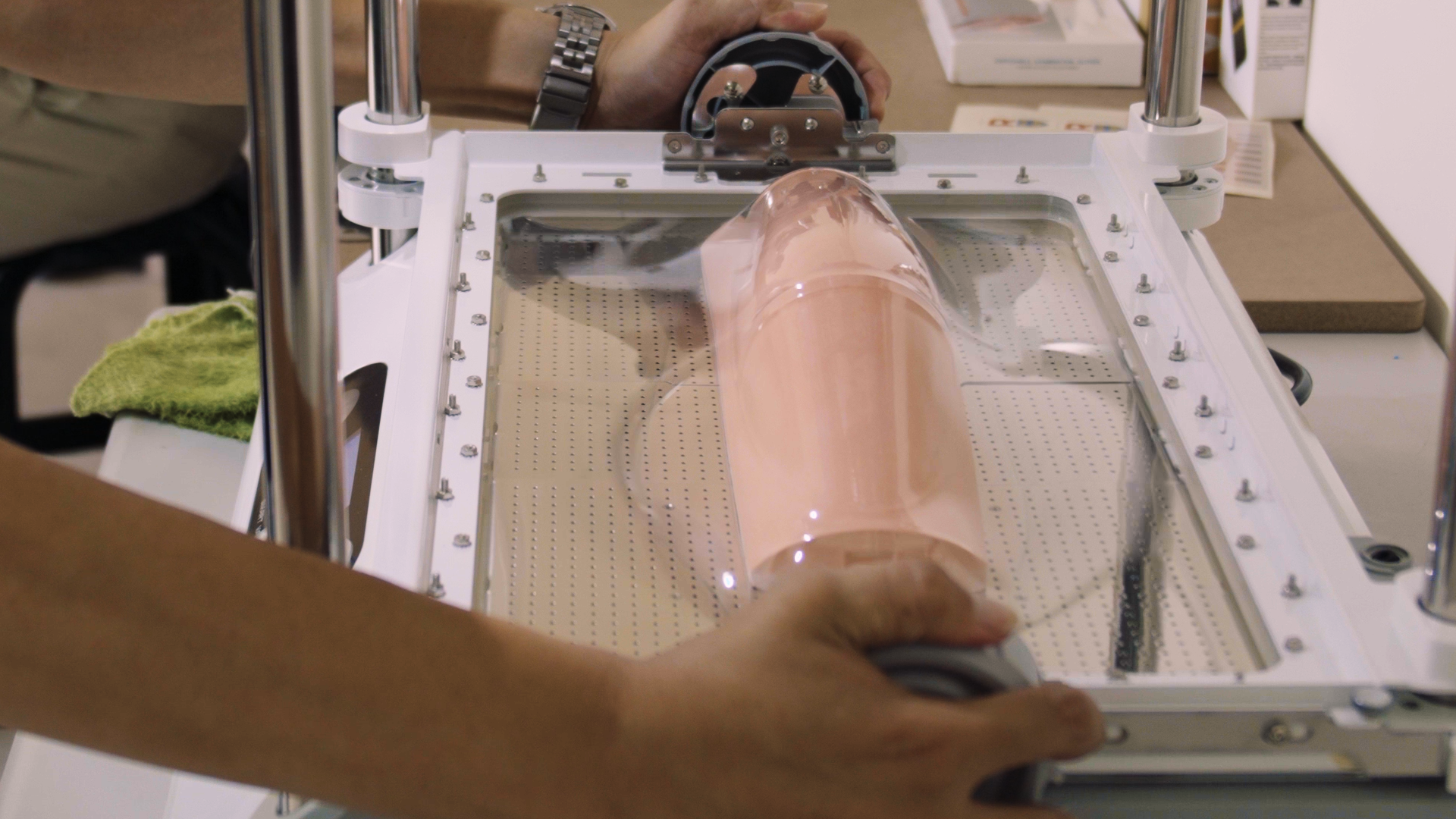 Vacuum forming a PET sheet over the mold of the canopy