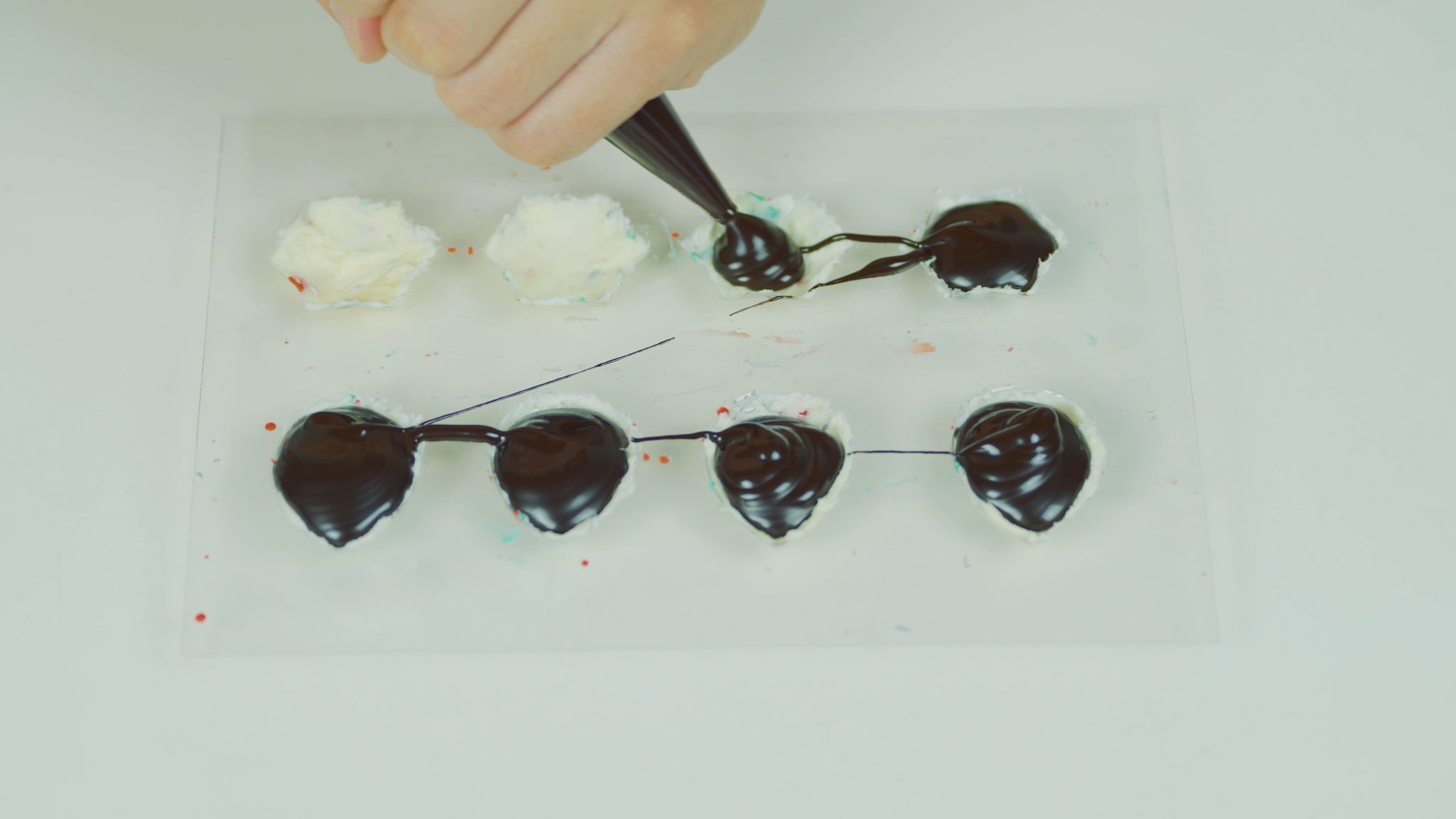 Pouring chocolate into the mold