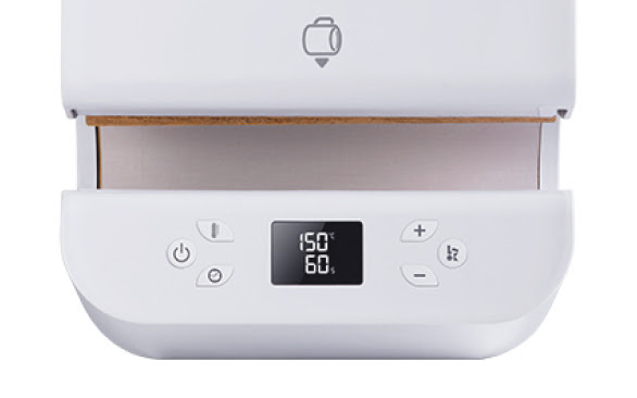 LOKLiK Auto Tumbler Heat Press seen from the top. The display reads 300°F and 60 s.