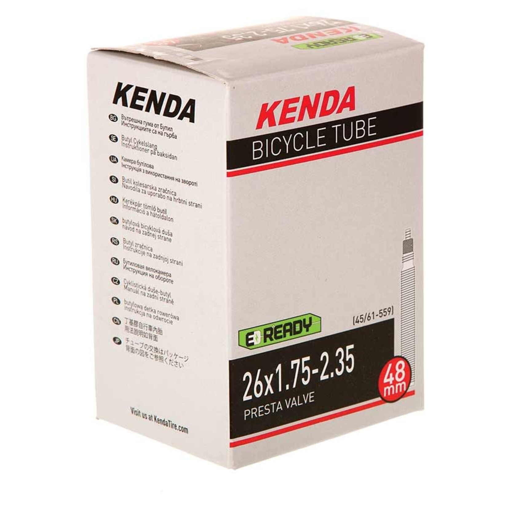 Kenda Presta-Removable Valve Core, Tube, Presta, Length: 60mm, 650C, 25-35C