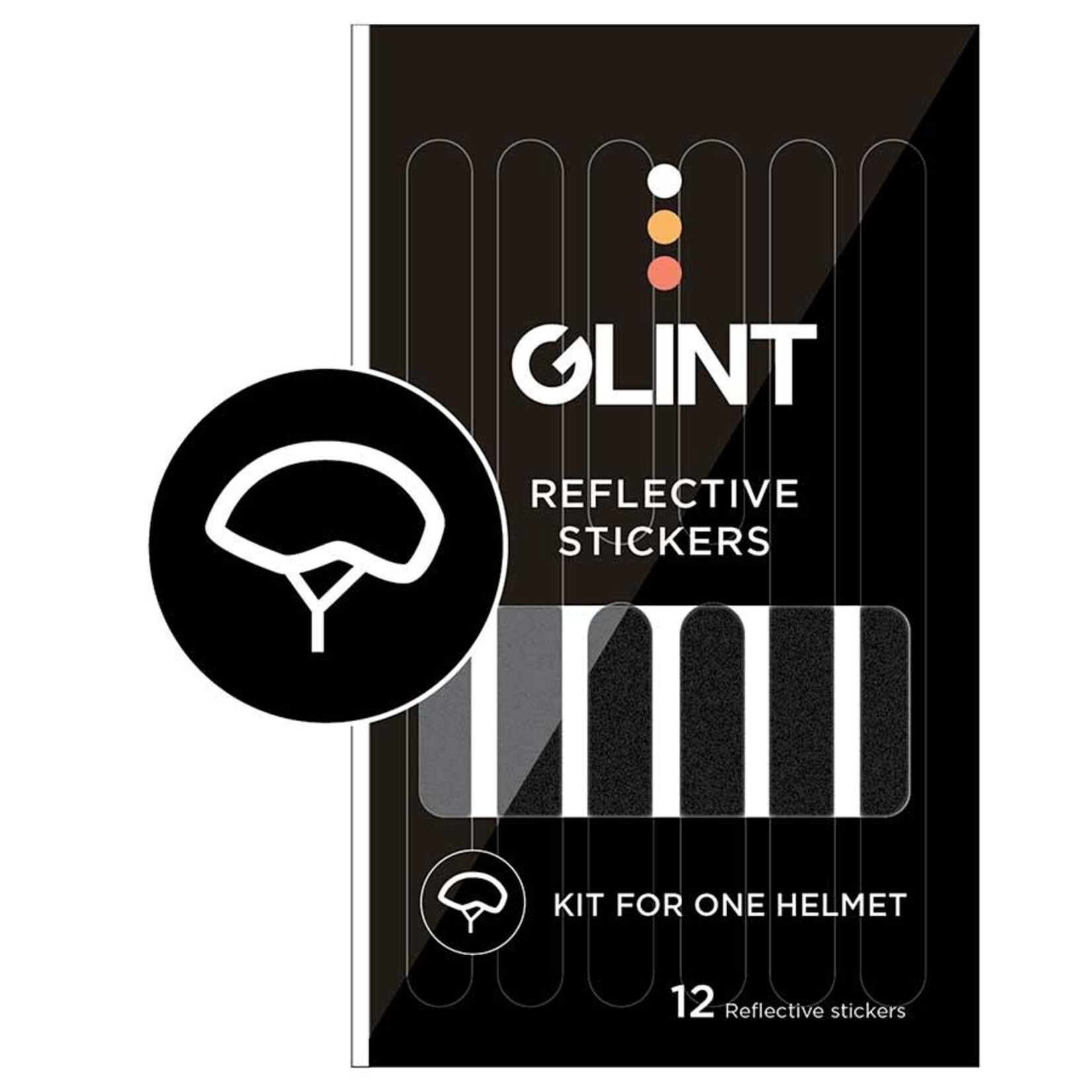 GLINT Reflective Helmet Stickers, Black, Set