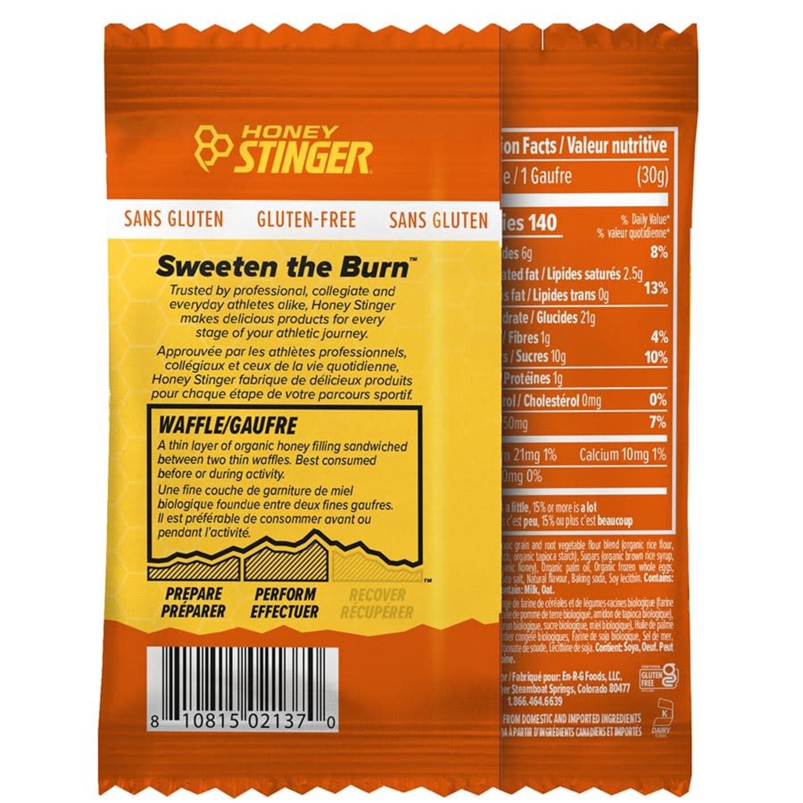 Honey Stinger Organic Gluten Free Waffles, Bars, Cinnamon