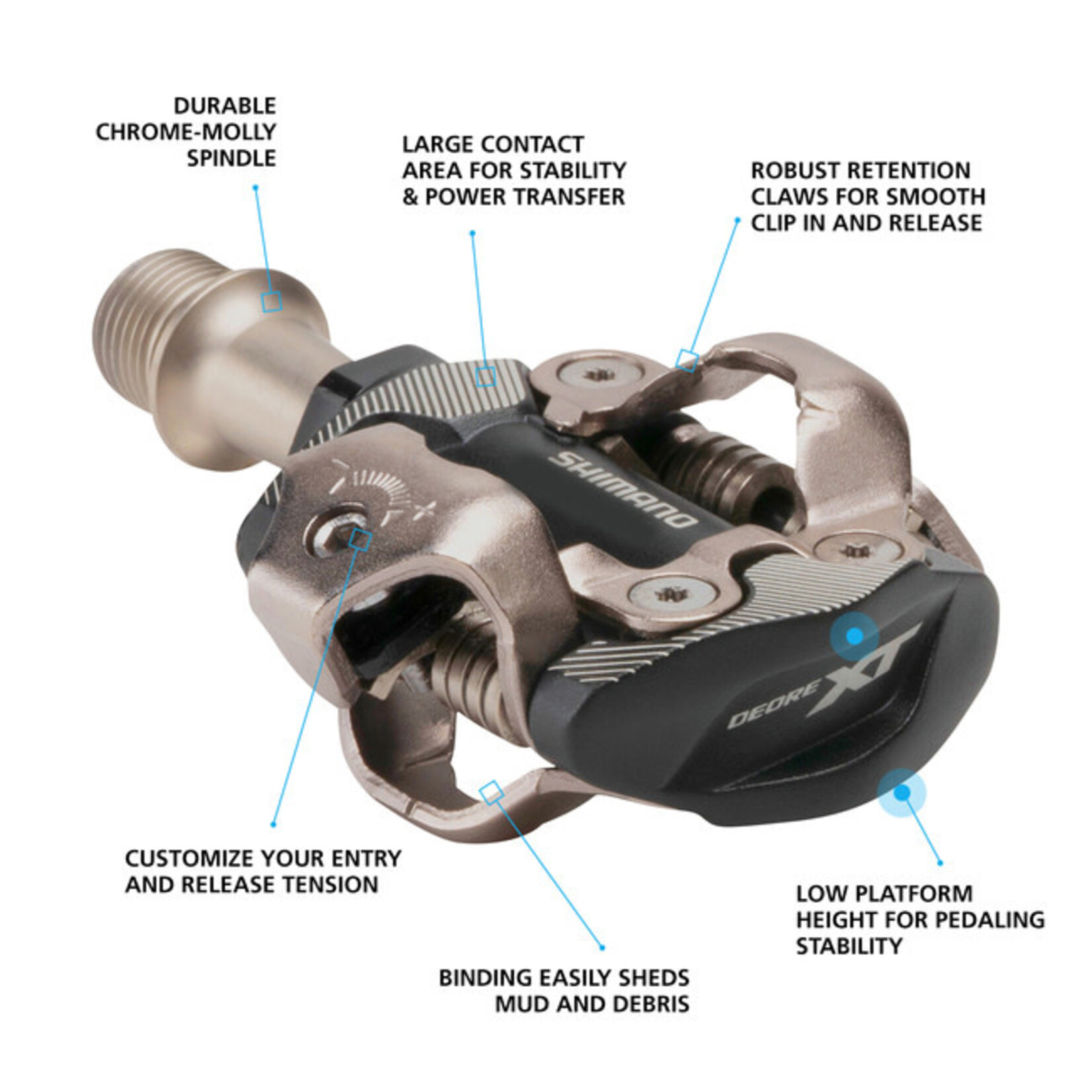 Shimano Pedals, PD-M8100, DEORE XT, SPD PEDAL, W/CLEAT(SM-SH51)