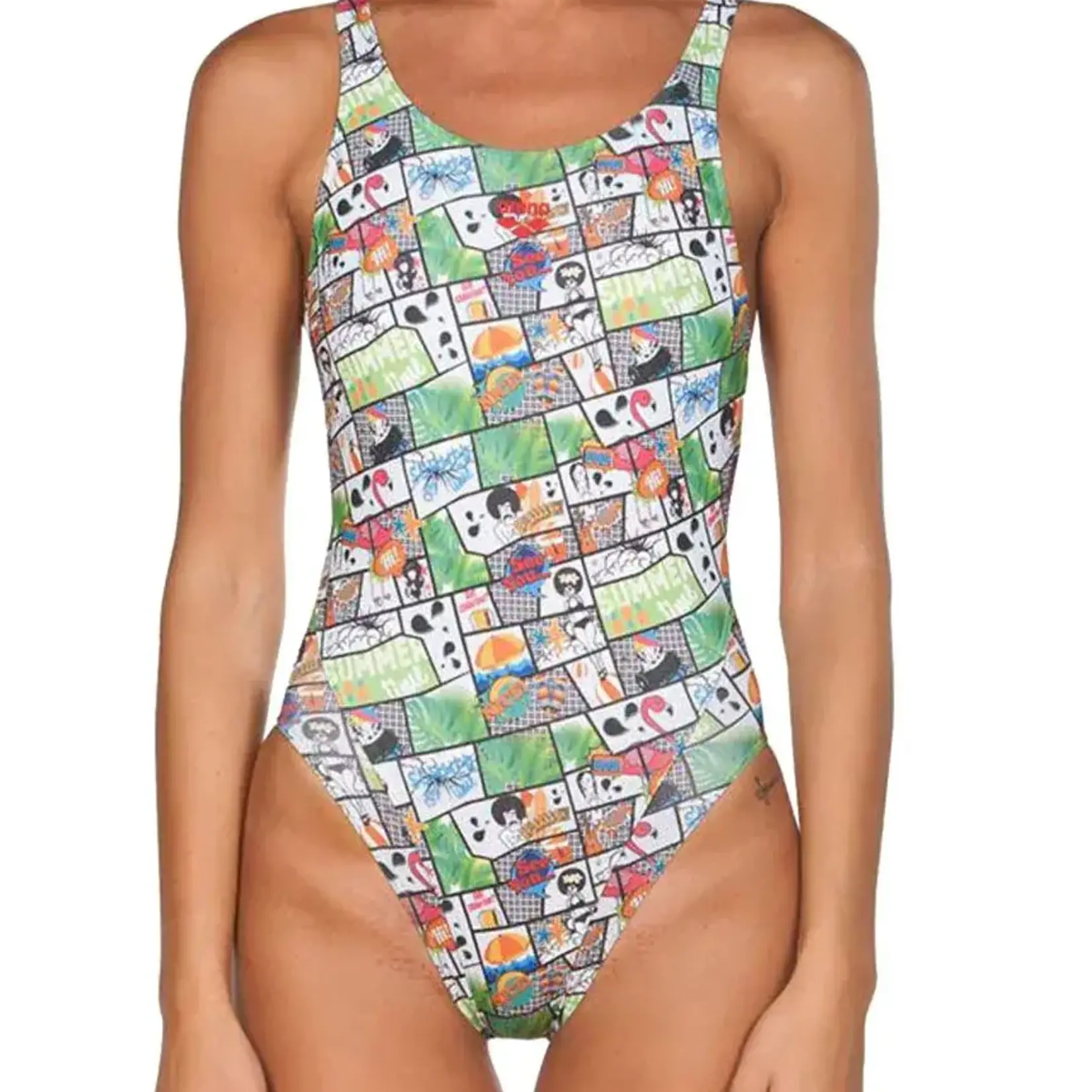 Arena Women`s Swimsuit Summer Comics Drop Back One Piece - Size 34