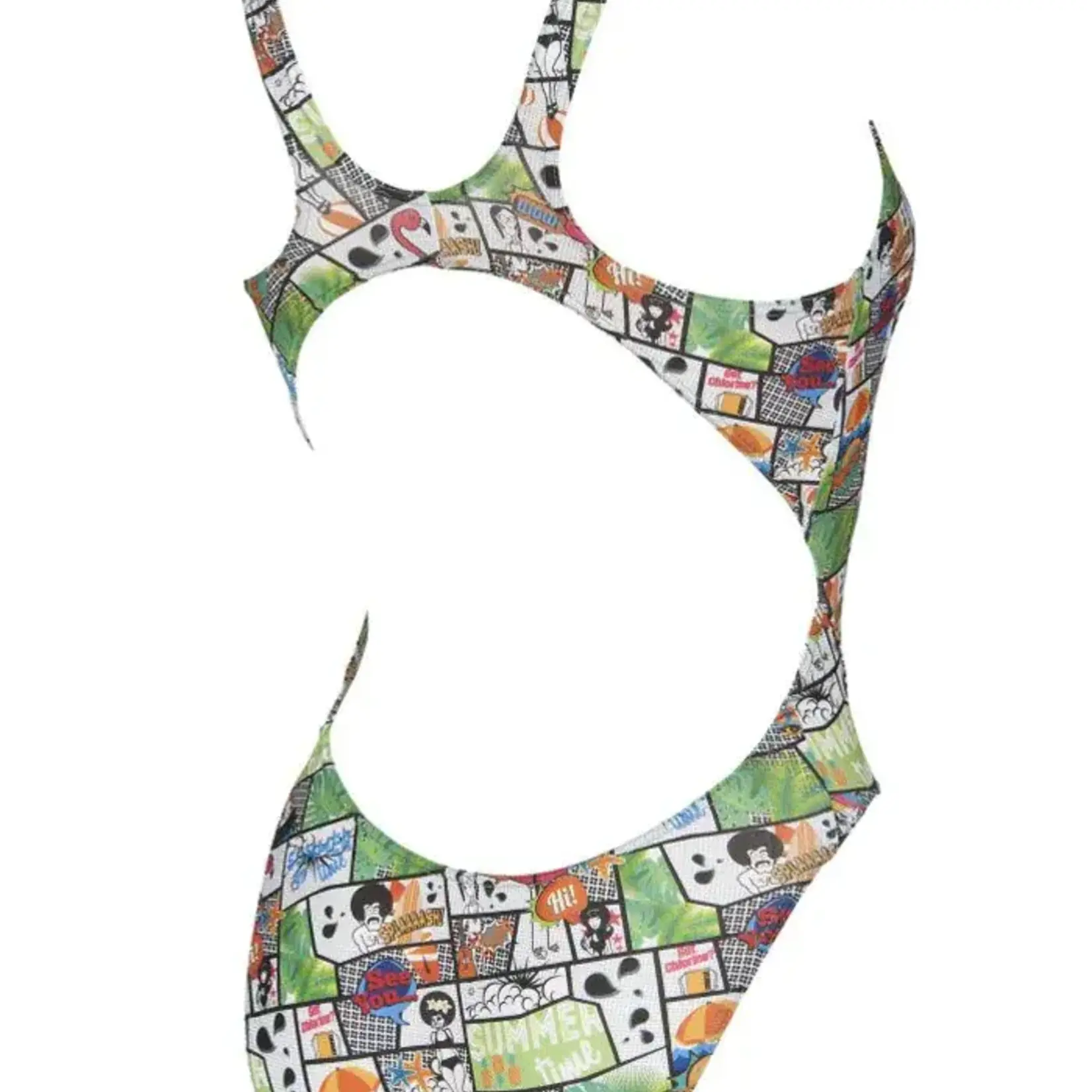 Arena Women`s Swimsuit Summer Comics Drop Back One Piece - Size 34