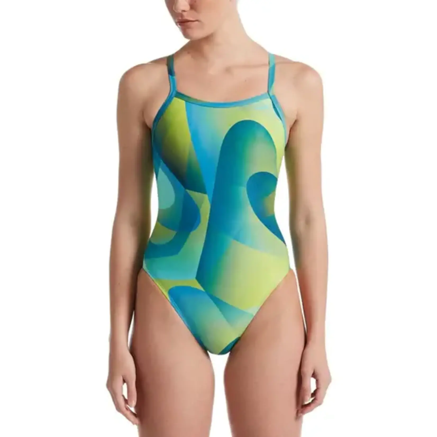 Nike Women's Swimsuit Cut Out One Piece - Yellow/Green - Size 24