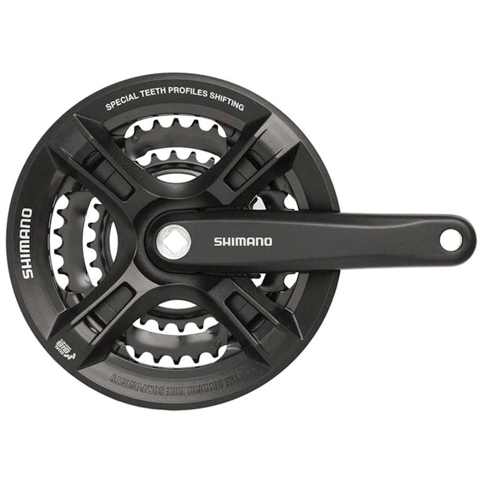 Shimano Altus FC-M311, Crankset, 7/8 sp., 175mm, 28/38/48T, Riveted, Square, 50 mm, Black