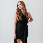 One Shoulder Side Gathered Dress