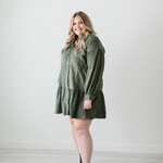 entro Plus Army Button Up Pocket Dress