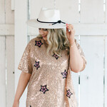 Contrast T-Shirt Dress W/ Sequins Detail