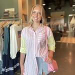 in february Colorful Stripe Button Down Top