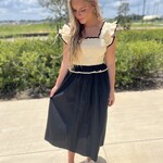 In the beginning Ruffle Waist Smocked Midi Dress