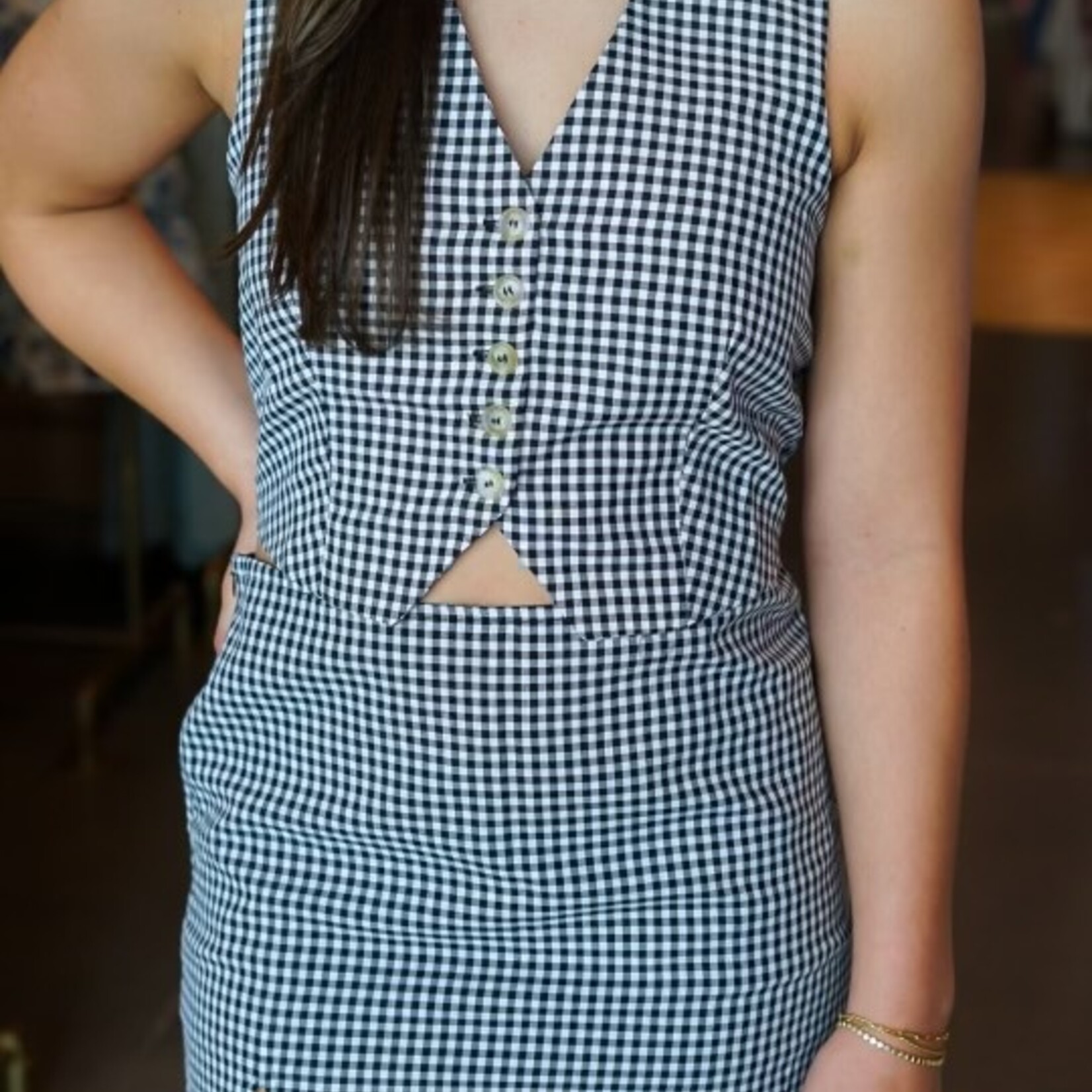 mimosa Gingham Two-Piece Vest Set