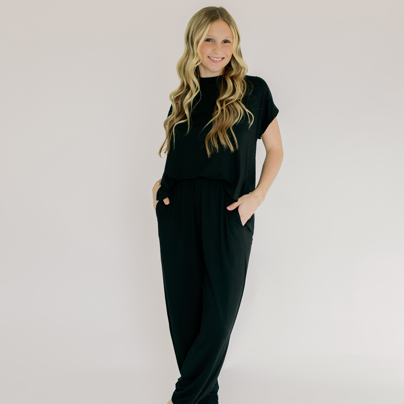 elan Jersey Knit Faux Two Piece Jumpsuit