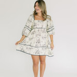 entro Toile Print 3/4th Sleeve Babydoll Dress