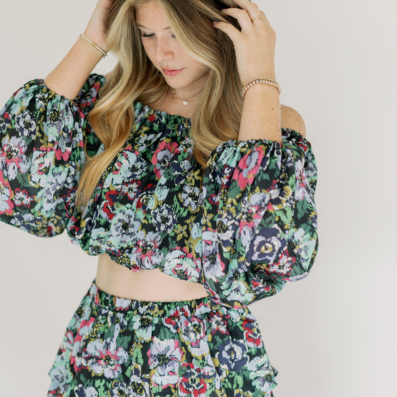 Meet Me in Santorini Floral Long Sleeve Silk Set