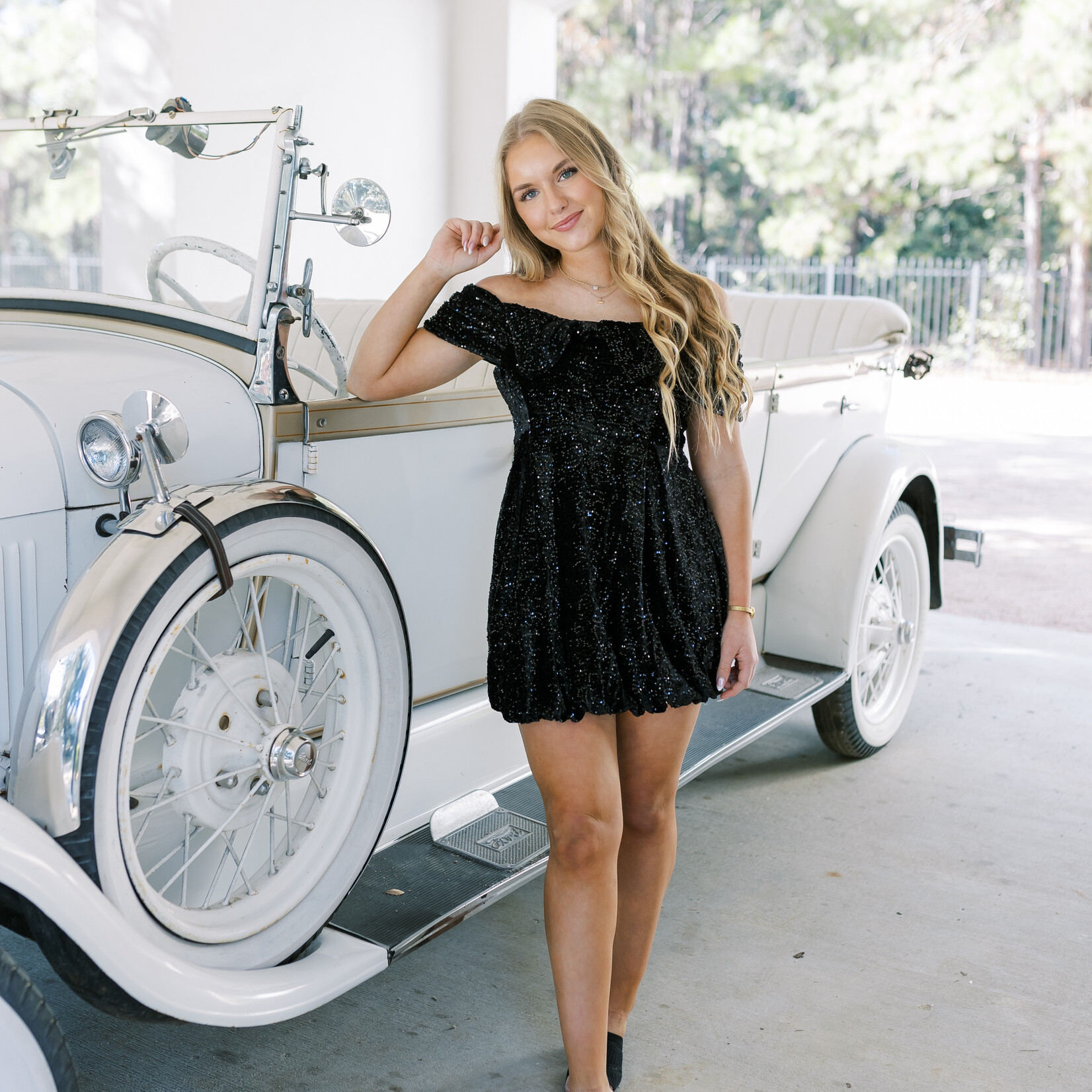 Lena Sequin Bubble Hem Mini Dress