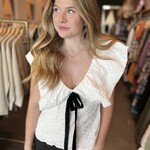 Jacquard Bow Babydoll Top