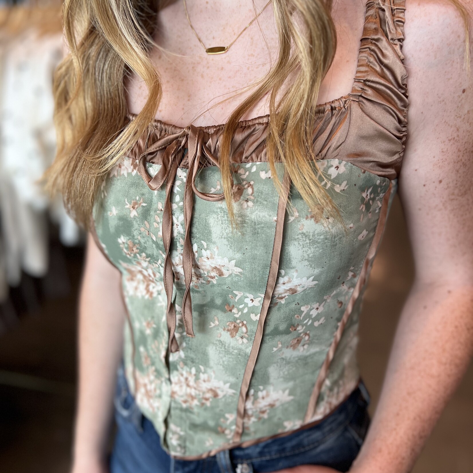 idem ditto Satin Floral Corset Top