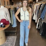 entro Striped Hem Pearl Button Sweater Vest