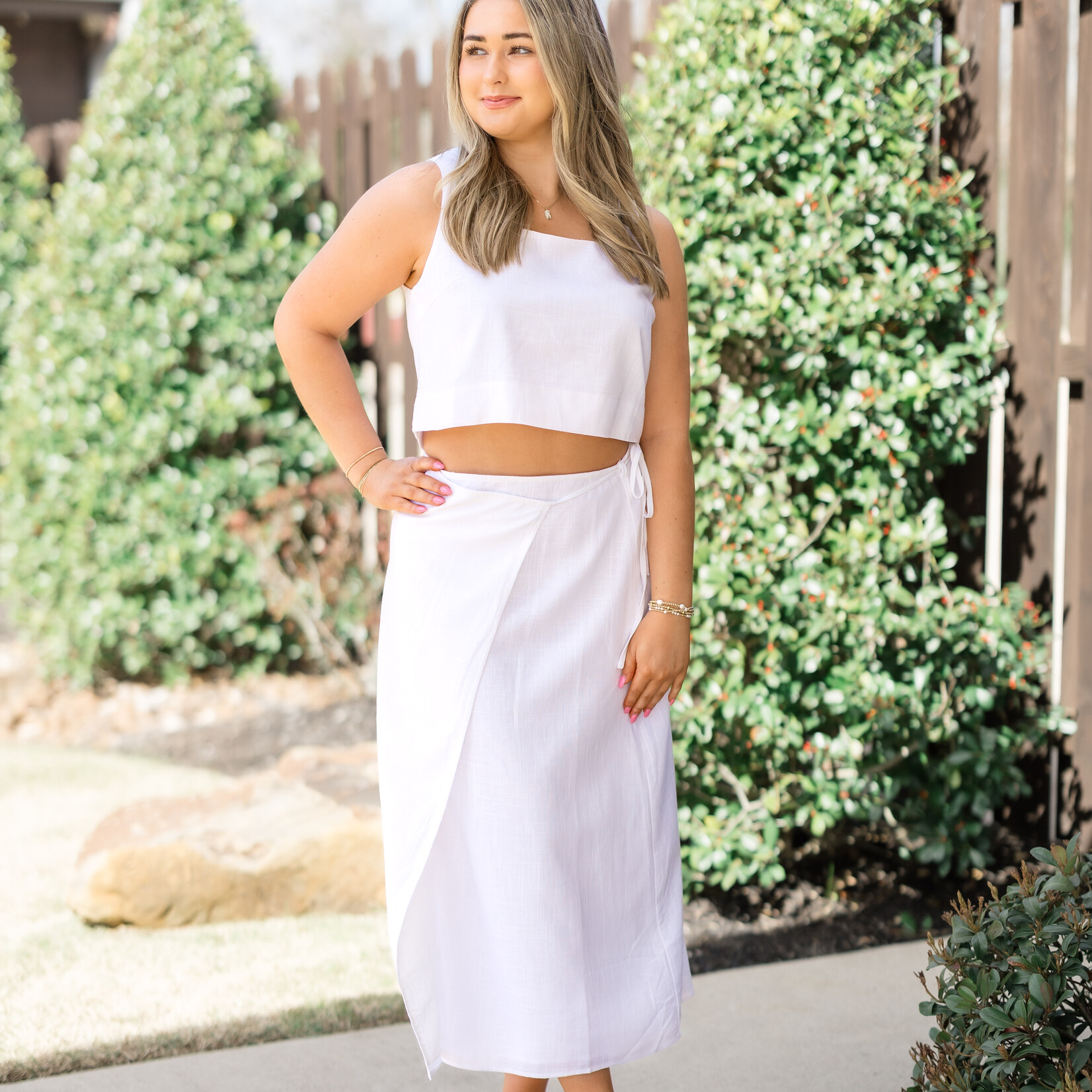 lalavon Linen Top and Wrap Skirt Set