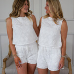 lalavon Floral Embroidered Tank and Shorts Set