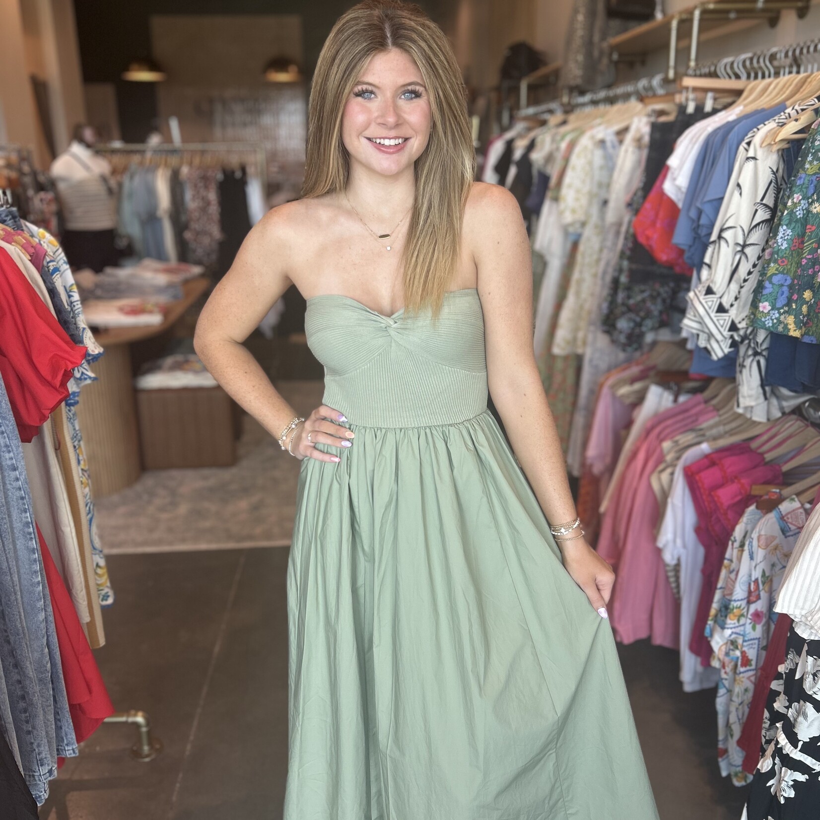 Strapless Tube Top Midi Dress