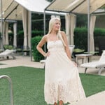 Eyelet Hem Tie Detail Midi Dress