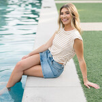 miou muse Striped Drawstring Side Top