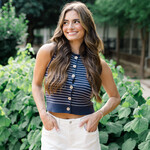 Stripe Button Down Vest Top