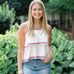 she+sky Linen Layered Cami Top w/ Wavy Line Detail