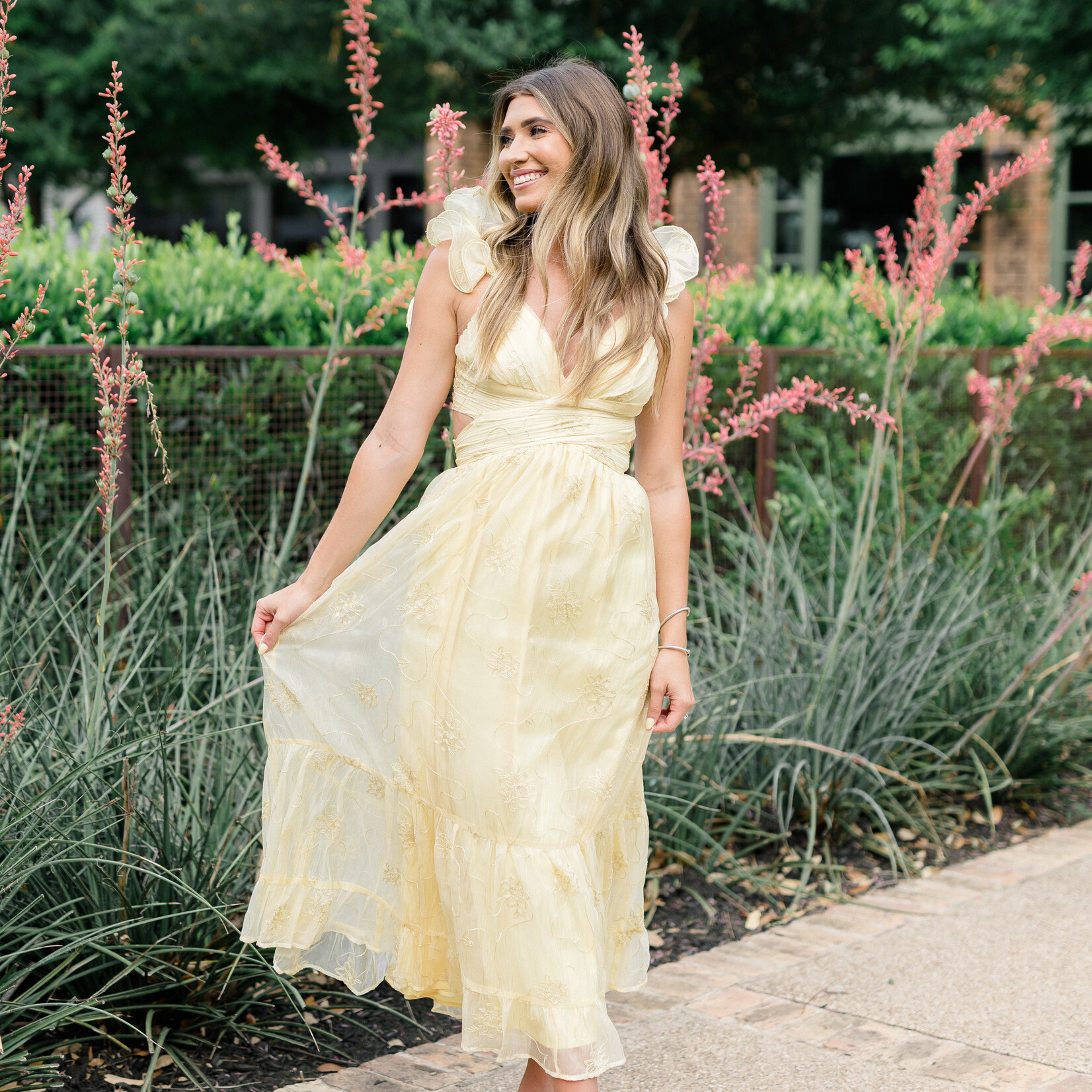 storia Floral Detail Whimsical Sleeve Dress