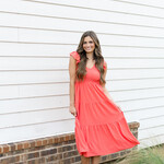 Smocked Top Flutter Sleeve Maxi Dress